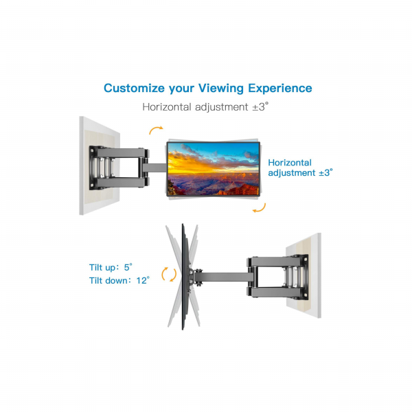 98UM3E (25) PERLESMITH Support Mural orientable - pour téléviseur ou écran Plat incurvé de 32 à 55" pesant jusqu'à 45 kg - VESA Max. 400 x 400 mm