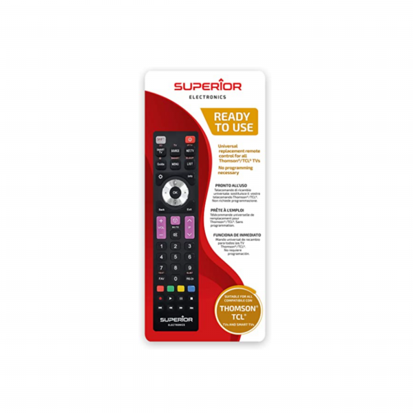 Superior Electronics SUPTRB017 THOMSON TCL Replacement, Universal Replacement Remote Control Compatible with All Thomson TCL and Smart TVs, Ready to Use No Programming Required